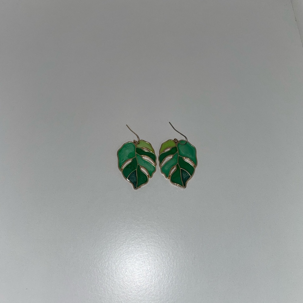 Green Leaf Earrings